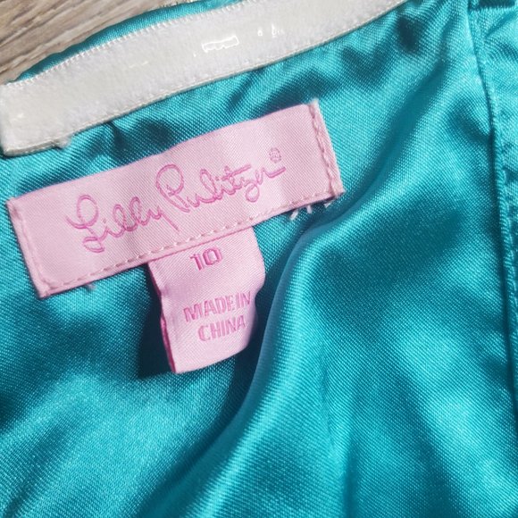 LILLY PULITZER SEA BLUE JILLIE CHIFFON STRAPLESS DRESS Woman's SIZE 10 - Picture 15 of 15